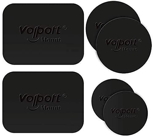 volport 6 Pack Metal Plate for Magnetic Car Phone Holder Mount, Round & Rectangle Magnet Metal Disc with Self Adhesive Backing, Metal Stickers for Mobile Phone Smartphone Phone Case, Black