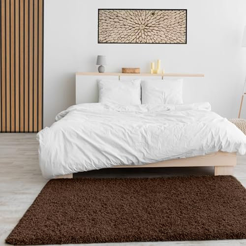 VIMODA Prime Shaggy Hochflor Langflor Teppich Einfarbig Modern Braun, Maße:230x320 cm