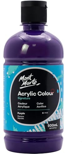 MONT MARTE Signature Purple Acrylic Paint, 16.9oz (500ml), Semi-Matte Finish, Suitable for Canvas, Wood, Fabric, Leather, Cardboard, Paper, MDF and Crafts