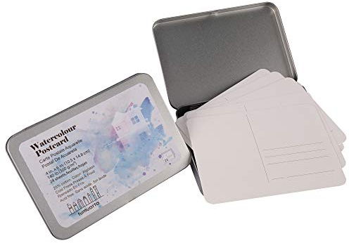 tumuarta Aquarell Postkarten Blanko, 300GSM, 25% Baumwolle, 14.8 x10.5 CM A6, 24 Blatt, Feinkorn, Säurefrei, Blanko-Karten für trockene und nasse Medien Farbe für Grußkarten und Dankesschreiben