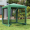 HOMIUSE Partyzelt mit 4 Mesh-Seitenwänden Pavillon Faltpavillon Grillpavillon Gartenpavillon Gartenlaube Verkaufsstand Party Zelt Groß Bierzelt Faltzelt Grill Pavillions Klappbar Grün 2x2 m HDPE