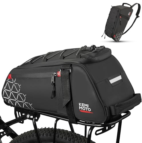 KEMIMOTO Rear Bike Rack Bag - 8L PVC Water Resistant Ebike Bags for Bicycle Rear Rack, Bicycle Trunk Pannier for Commuter Travel Shopping and Cycling (Black)