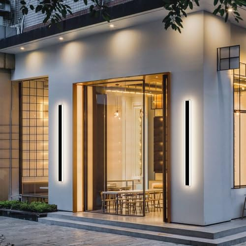 Moderne Wandleuchte für Den Außenbereich, 120cm Wandhalterung mit 3 Farblichtern (3000K/4500K/6000k), Terrassenlampen aus Mattiertem Acryl IP65 Regenfest Veranda Wandleuchte für Innenhof