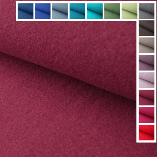 Premium Walkloden Walkstoff Kochwolle - 100% Wolle, Stoffe, Trachtenstoff, Meterware ab 25 cm Länge - Farbe Bordeaux - Weinrot