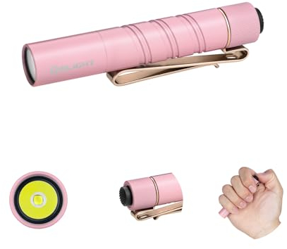OLIGHT I3T 2 EOS Mini Taschenlampe, 200 Lumen Kompakte Helle Licht mit beidseitigem Taschenclip, 2 Lichtmodi AAA-Batterie Lampe mit Endkappenschalter für CampLing Outdoor und Wandern (Rosa)