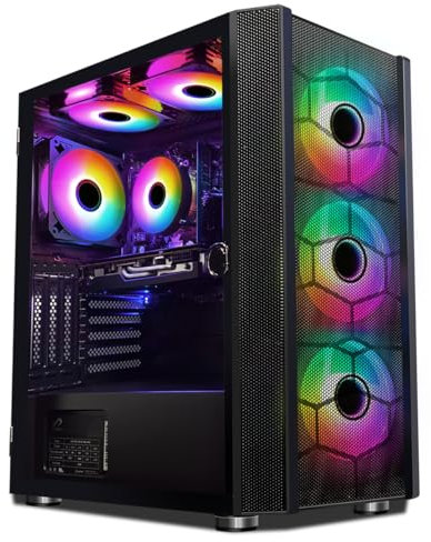 STGsivir PC Gamer Fixe,Ordinateur Gaming, Core i5-9400F jusqu'à 4.1GHz, Radeon RX 5700 8Go GDDR6, RAM 16Go, SSD 1To, WiFi 600M, BT 5.0, Ventilateur RGB x 6, W11H64