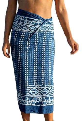 KGM Accessories Multi purpose Extra large Indian cotton hand block printed Sarong Scarf Shawl Beach wrap Pareo (Blue)