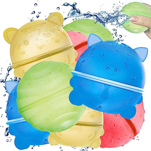 EvieBee Reusable Water Balloons for Kids, Outdoor Water Toys for Summer Games, Water Bombs for Swimming Pool Party, Silicon Water Ball Beach Toys for Water Fight, self Sealing Water Baloons