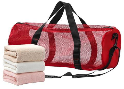 Generisch Netz-Strandtasche, Netz-Reisetasche - Zylindrische Ausrüstungstasche | Faltbare Mesh-Tauchtasche, große Mesh-Tasche für Tauchen, Schnorcheln, Schwimmen, und Sportausrüstung