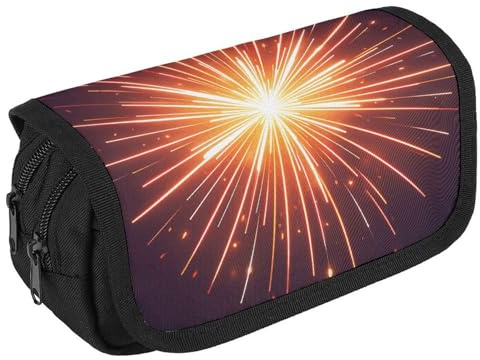 NQHJT Pencil Pouch Explosion Firework 3D Large Capacity Pencil Case Double Zipper Storage Bag 2 Compartments Portable Multifunctional Bag Desk Organizer Marker Pen Case