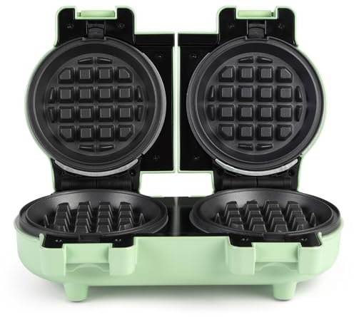 Petra PT5922GRVDE Doppel-Mini-Waffeleisen – Kompakte Leckereimaschine, abnehmbare Antihaftplatten, kompakt für einfache Aufbewahrung, belgisches/amerikanisches Waffeleisen, leicht zu reinigen, 1100W