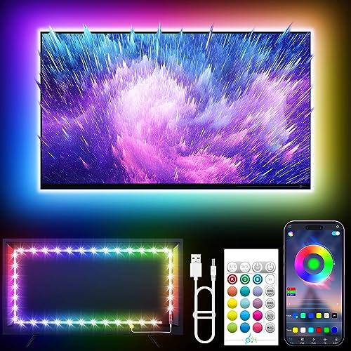 KANTUTOE LED Lights for TV, 5m LED Lights for 50-75 InchTVs, RGB TV Lights Backlight Behind, Music Sync Bluetooth APP and Remote Control Strip Lights USB Powered for Bedroom/Gaming