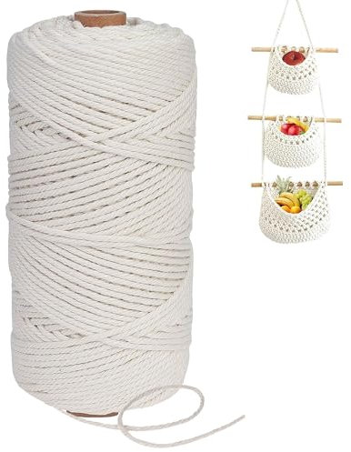 Cuerda de Macramé 3 mm x 100 m Cuerda Cordel de Algodón para Envolver Regalo Navidad Colgar Fotos Manualidades Costura DIY Artesanía