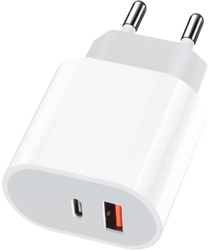 25W USB-C Ladegerät, 2 Port PD 3.0 Type-C Schnellladegerät für iPhone 16/15/14/13/12/11, iPad, Samsung S24/S23/S22/S21, Xiaomi, Huawei, Dual Port USB C Adapter Wandladegerät(Ohne Ladekabel) - Weiß