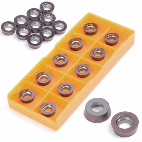 Eawfgtuw Juego de herramientas de inserción de carburo RPMT1003MO VP15TF - 10 piezas de insertos de torneado CNC para fresa de torno, semiacabado y acabado, alto agarre, fuerte resistencia, gran