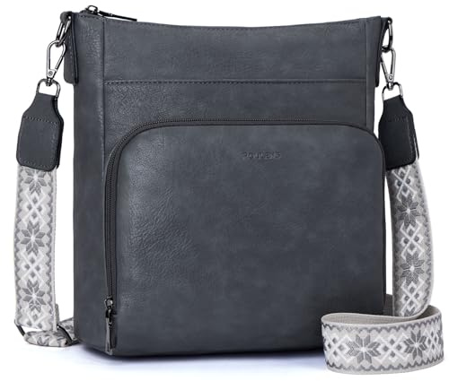 Roulens Umhängetaschen für Damen, Weiches Veganes Leder Mittelgroße Crossbody Bags, Schulterhandtasche mit Reißverschluss Geldbörsenfach auf der Vorderseite