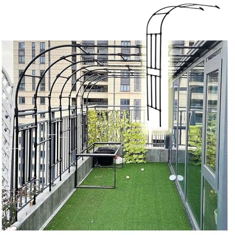 Enrejado de arco de jardín de 8 pies, estructura de metal para plantas trepadoras, soporte floral, pérgola, medio arcos decorativos para patio y jardín trasero
