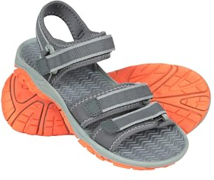 Mountain Warehouse Reef 3 Strap Kids Sandals - Neoprene Lined Boy & Girls Beach Shoes, Durable Sandals, Hook & Loop, Quick Dry Footwear - Spring Summer Walking Dark Khaki 12