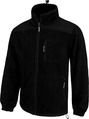 WORKTEAM Chaqueta Polar Hombre, Tejido Tacto Melocotón, Cuello Alto Ajustable, Cremalleras, Coderas Reforzadas, Calidez y Confort. Unisex Negro L