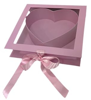 KiBcsLic Caja Vacía de Valentín con Forma de Corazón Y Tapa Transparente, Decorativa Y Rellenable para Dulces, Y.., Rosa, Individual