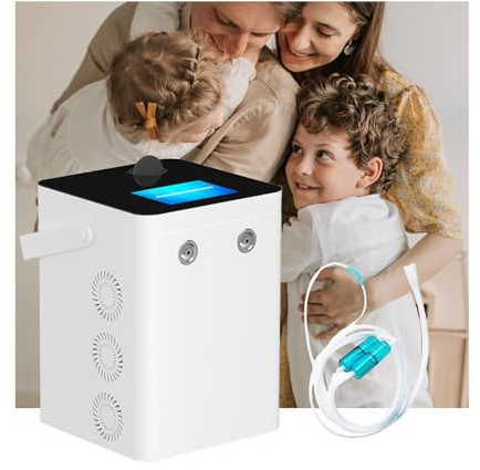 GERAZAHO 2026 Väteinhalationsmaskin, (300H+150O) ml/min HO-separerad H2-inhalator med dubbla portar, 99,99% hög renhet, SPE/PEM-elektrolysteknik, med handtag