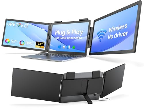 UPERFECT Écran Portable sans Fil Triple Moniteur 14 125% sRGB 1500:1 HDR