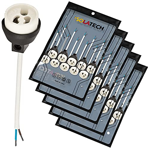 ISOLATECH GU10 brandskydd keramiska socklar VDE RoHS 230-250 Volt 2A max.100W 0,75mm 2 kablar LED Halogen (här: 50 st)