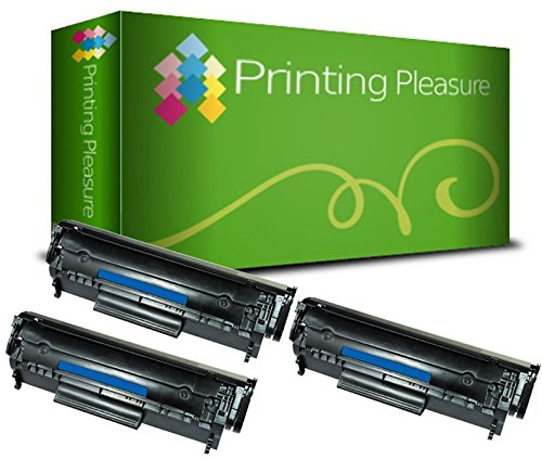 Printing Pleasure 3 Toner kompatibel zu Q2612A FX-10 703 für HP LaserJet 1010 1012 1015 1018 1020 1022 1022n 3010 3015 3020 3030 3050 3055 M1005 M1319f Canon LBP2900 LBP2900i - Schwarz, hohe Kapazität
