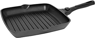 Stone&Stone Griglia Bistecchiera Antiaderente Quadrata 28x28CM|Manico rimovibile Piastra PROFESSIONALE in Pietra Fondo induzione in acciaio qualità TEDESCA Greblon C3+ grill per forno |1 Pinza (28CM)