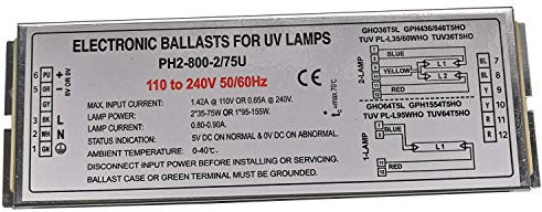 PH2-800-2/75U Ballast Lampada Germicida con Reattore ElettroNico Alimentatore UV Lampada UV 1Lampada 2 Lampade 75W 150W