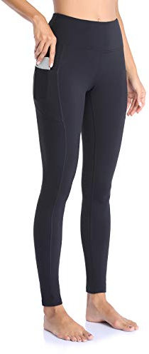 Ollrynns Sport Leggings Damen High Waist Leggins mit Taschen Bauchweg Blickdicht Fitness Gym Leggings Lange Yogahose Sporthose CA166(Schwarz XS)