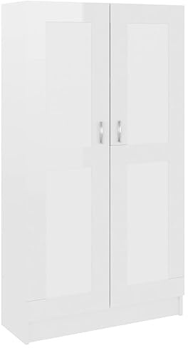 vidaXL Bibliothèque, Meuble de Rangement avec Compartiment, Armoire à Livres Salon Salle de Séjour Intérieur, Blanc Brillant Bois d’Ingénierie