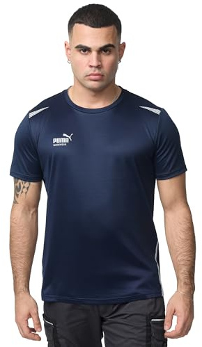 PUMA Workwear Essentials – Camiseta de trabajo premium para hombre, camiseta de tejido resistente con reflectores – para artesanía, producción y construcción, marine, L