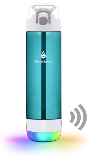 HANDYSPRING - Smart Water Bottle with Reminder To Drink Water, Lights And Sound, Water Intake Tracker, Rechargeable, Tritan Plastic w/Straw, Gifts For Women, Men, Mom, Dad, Her, Him 26 Oz(GREEN)