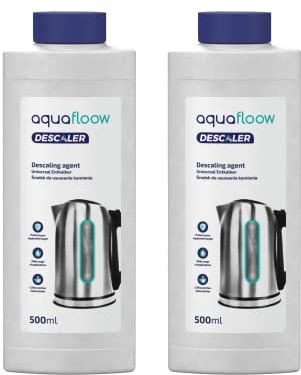 Aquafloow DESCALER Universal Flytande Avkalkare 2x500ml Avkalkare Kaffemaskin | Bästa Kalklösare, Starkt Rengörande Kalkborttagare Dusch, Strykjärn och Vattenkokare | Kompatibel med Delonghi Saeco