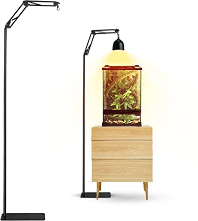 Reptile Heat Lamp Stand with Base Extra Tall, Adjustable Height and Width Floor Light Holder Bracket, Basking Lamp Support for Animal Tortoise Table Glass Tank Terrarium Vivarium Cages 72 inch
