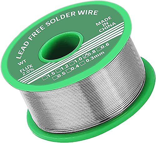 Soldadura de 0,8 mm, estaño para soldar con fundente 100 g, sin plomo con núcleo de colofonia, alambre de soldadura para la reparación y el bricolaje de componentes electrónicos de soldadura eléctrica