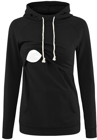 Love2Mi Maternity Nursing Hoodie Breastfeeding Sweatshirt Top Long Sleeves A-black