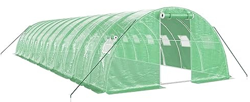 vidaXL Växthus med stålram grön 48 m² 12x4x2 m, drivhus, växt hus, växthus med fönster, driv hus, växt hus, växthus med dörr