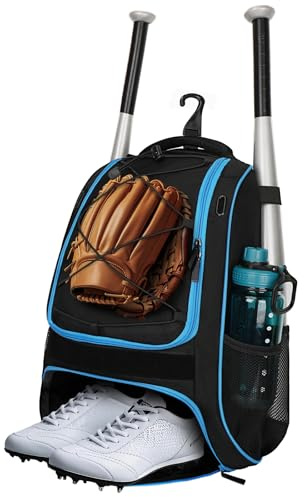 LARIPOP Youth Baseball Bat Backpack with Fence Hook, Separate Shoe Compartment, Waterproof Storage Bag for Bats, Helmet, Gloves, Cleats, Ideal for Baseball, Softball & T-Ball Players