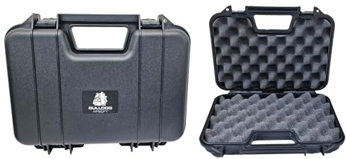 BULLDOG AIRSOFT Pistol Hard Case with Foam Insert Lockable Waterproof Pistol Case 31 x 21 x 6 CM (Black)