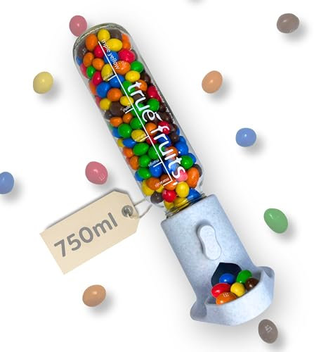 thrid Distributeur de bonbons pour True Fruits - Bouteille de 750 ml - Couvercle / adaptateur - Distributeur de chewing-gum rétro - Gadget Candy Bar pour 750 ml - Marbre blanc