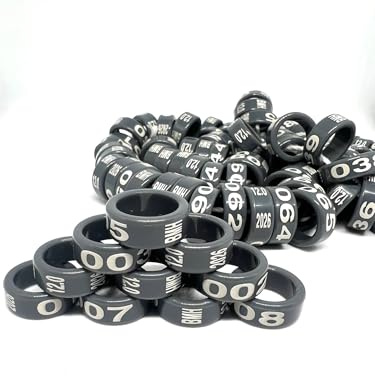 Générique Bagues Plastique 2025 pour Pigeons/Poules 08/10/12/14/16/18/20mm Couleur Vert (14.0mm, 20 Bagues)