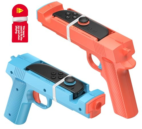 FASTSNAIL Gun Grips pour Nintendo Switch 2 pour Joycon, Pistole de jeu avec design antidérapant, Support de manette compatible avec Big Buck Hunter, House of the Dead & More (bleu et orange, 2 packs)