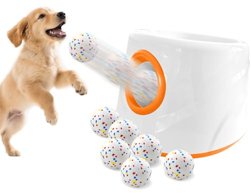 Orifesio Lanzador de Pelotas para Perros Automático, Lanza Pelotas Perro con E-TPU 6 Pelotas, 58mm Lanzador Pelotas Perro, Juguetes Interactivos para Perros para Interior y Exterior