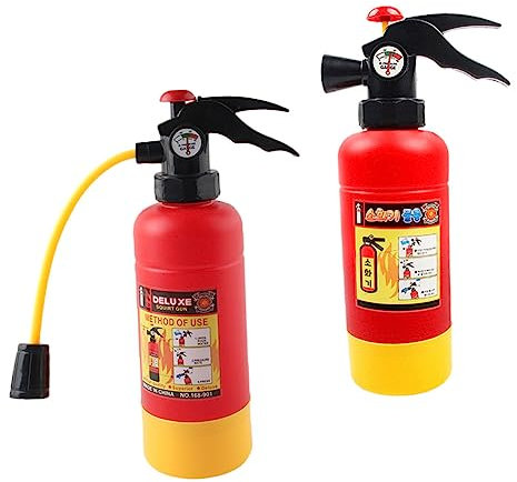 FRCOLOR Fire Extinguisher Water Toys for Boys and Girls 2pcs Small and Large Size Fireman Pretend Play Summer Beach Water Fighting Squirters