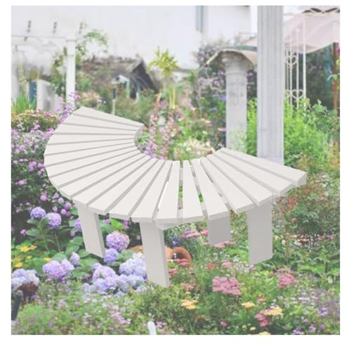 Genérico Banco De Árbol Semicircular, Asiento De Gran Capacidad De Carga, Silla De Madera For Patios, Jardines, Piscinas Y Más.(White)