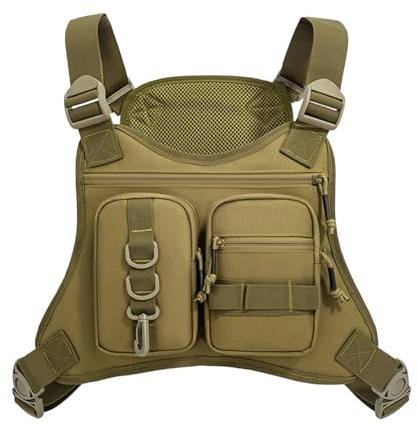 Borsa da petto leggera, custodia ergonomica, confezione da 12x8 pollici con cinghie regolabili, attrezzatura sportiva moderna dal design elegante, porta gilet in nylon, accessorio da esterno per cicli