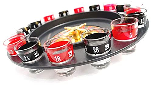 Shot Glass Roulette - Drinking Game Set (2 Balls and 16 Glasses)