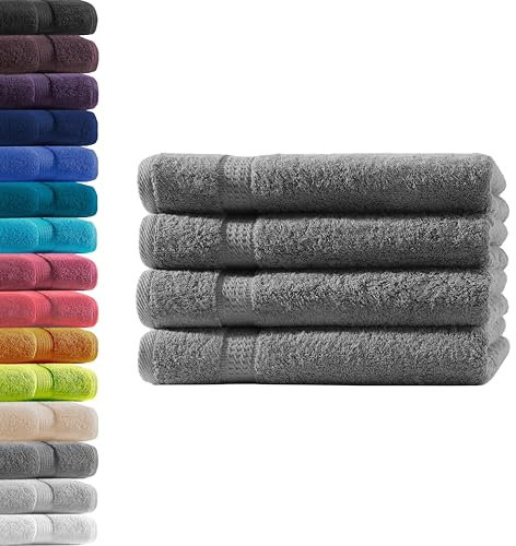 4X Handtuch | Anthrazit | 100% Baumwolle Frottier | Oeko-TEX® Standard 100 | Premium Qualität 500 g/m²